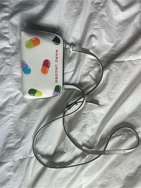 Marc Jacobs White Mini Crossbody with Multicolor Capsule Appliqués
